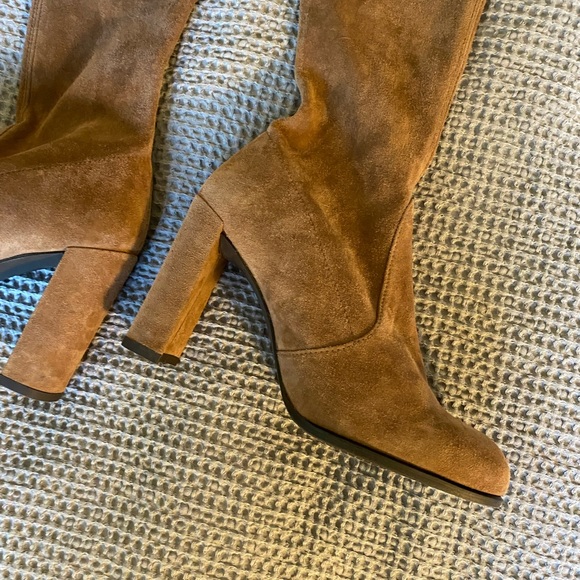 Stuart Weitzman Women’s Highland Boot in Taupe Suede Size 7.5 Over the Knee Boot - Picture 13 of 14